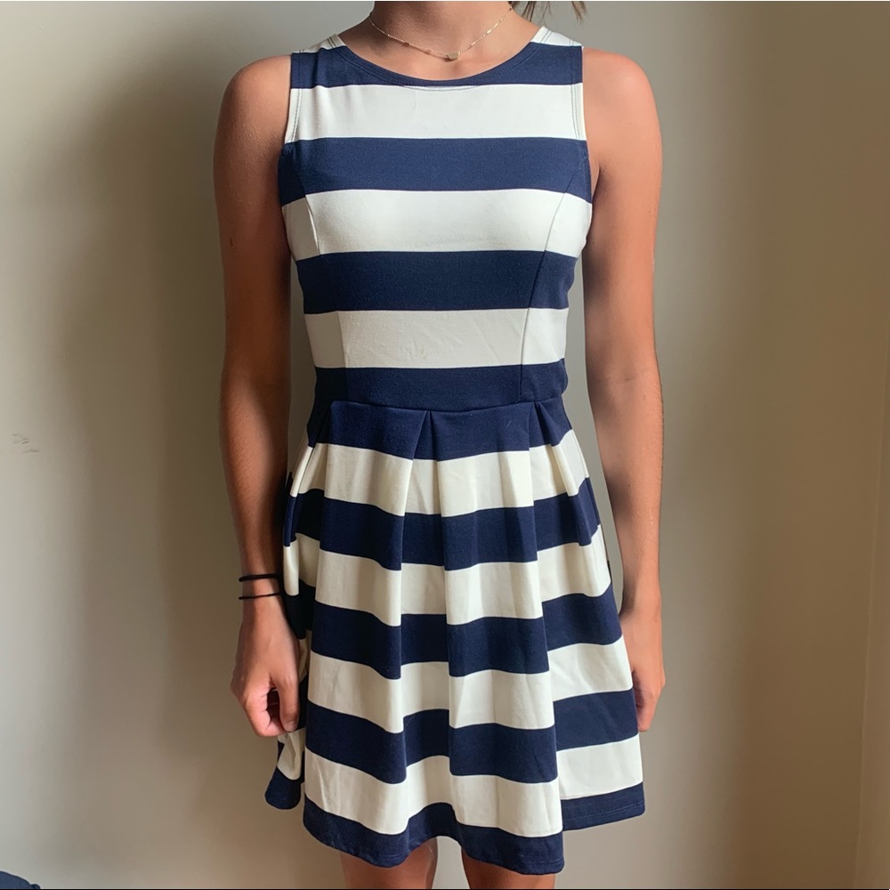 Navy and white dress